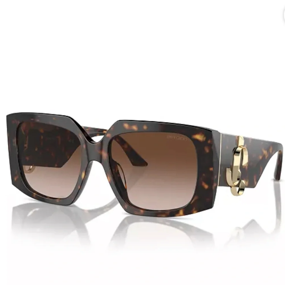 Jimmy Choo Tortoiseshell Shield Sunglasses with Gold JC Accent